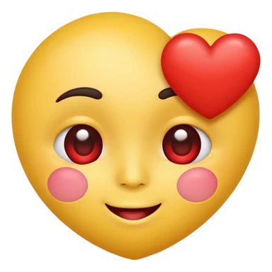 classic heart eyes emoji, yellow face, big red heart eyes, blushing cheeks sticker