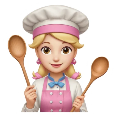 Pink chef hat princess peach with a hand and spoon sticker