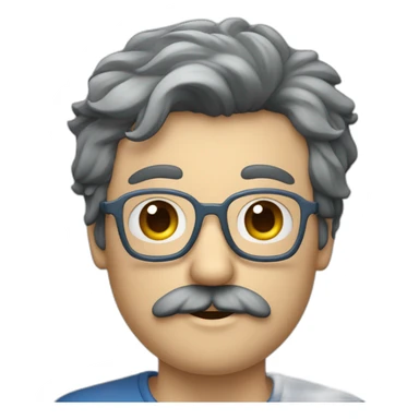 Hombre pelo gris bigote gris gafas azul oscuro  sticker