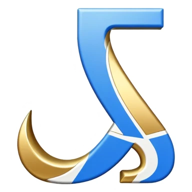 Bold Blue-White-Gold Font Big Capital “I” Letter  sticker