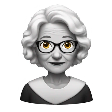 Portrait of a grandma with shoulder length hair in black and white  sticker