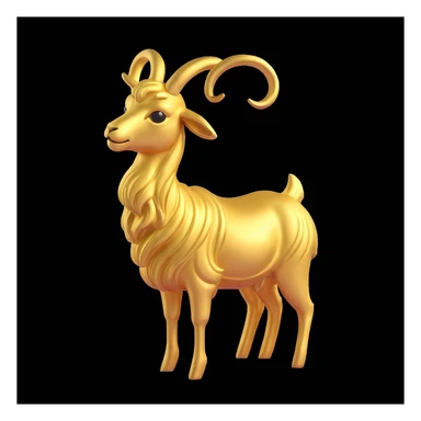 golden goat statue, shiny and detailed 3d style sticker