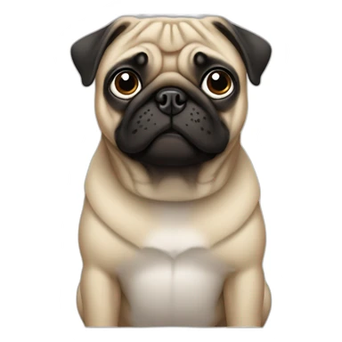 pug wearing a black t-shirt sticker