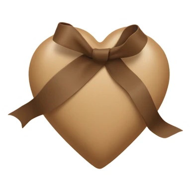 A beige heart wrapped in a thick brown ribbon. Plump. No face. Simple. sticker