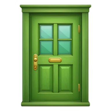 A simple green door emoji in the style of Apple emoji with a handle and a window. sticker