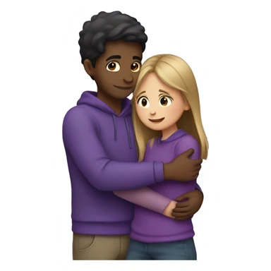 Girl hugging boy and Purple Heart  sticker