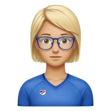 Blonde Athlete with Glasses – Blonde hair, blue sports jersey.

 sticker