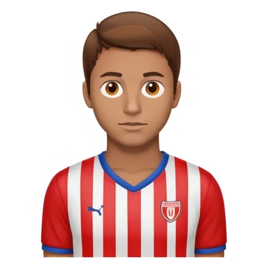 A footballer with red and white stripped shirt and brown eyes and hair  sticker