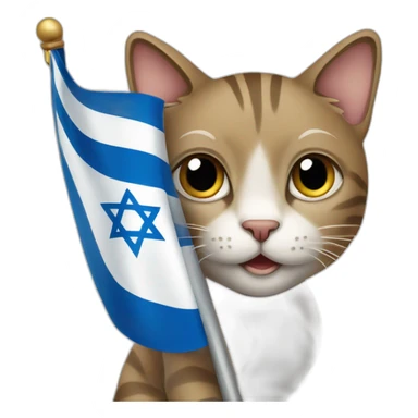 Cat holding israel flag sticker