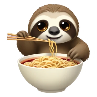 cute sloth eating ramen noodles from a bowl with chopsticks  sticker