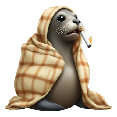 Cozy sea lion in blanket smoking a ciggarete sticker