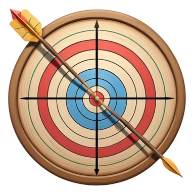 A bow with an arrow drawn back, aimed at a target with concentric rings. The background suggests a calm, outdoor archery range, emphasizing the precision, focus, and skill required in archery as a competitive sport. sticker