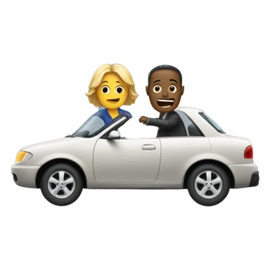 Woman in a car chasing a man that is outside the car sticker