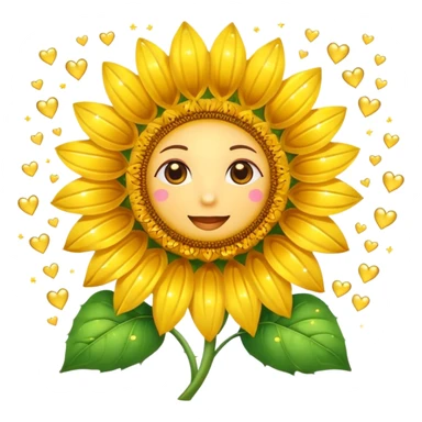 sunflower surrounded with hearts and sparkles sticker
