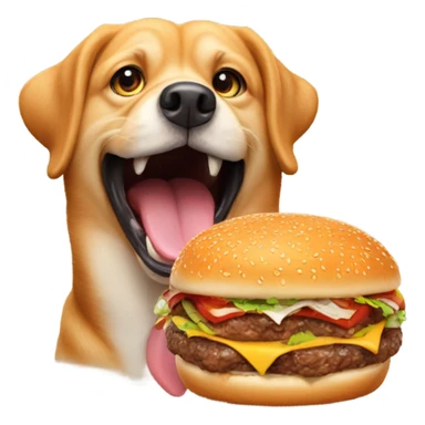 Dog eating a big burger sticker