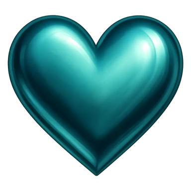 heart with a metallic teal finish, digital illustration sticker