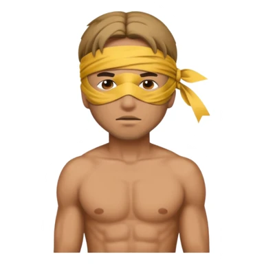 tied up man with blindfold shirtless sticker