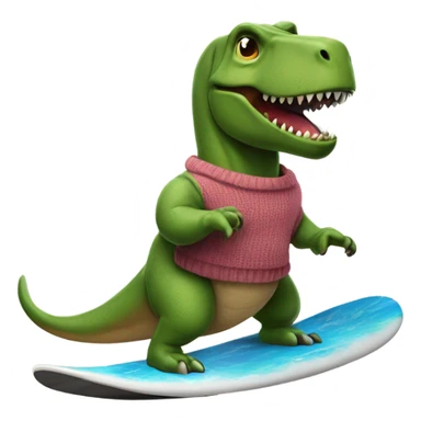 Trex wearing a sweater and then surfing  sticker