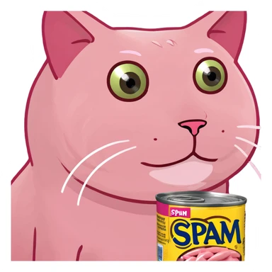 kawaii pink cat with spam sticker