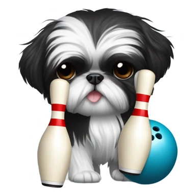 All Black shih tzu bowling, bowling ball and pins sticker