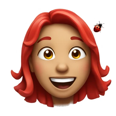 Laughing girl and flying ladybug  sticker