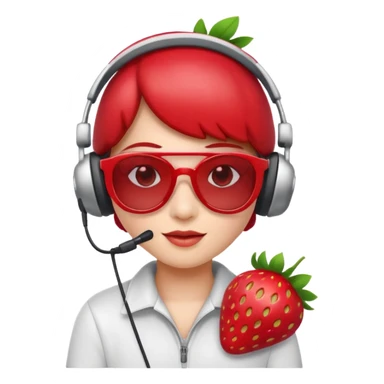 A Cute strawberry wearing headset and shades sticker