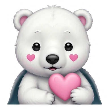  Oso Polar blanco corazón rosa kawaii cute sticker