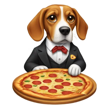 Beagle wearing suit eating pizza sticker