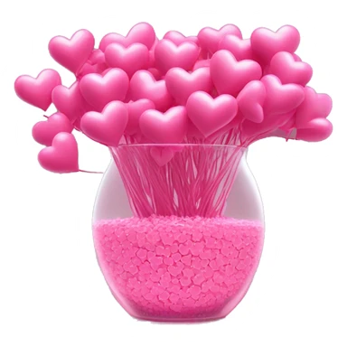 10000000 huge pink hearts on stems in a clear glass vase sticker