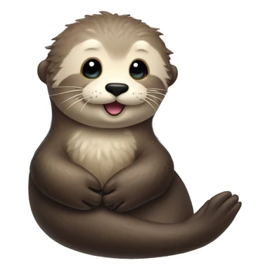 Sea otter with fairy wings listing to music sticker