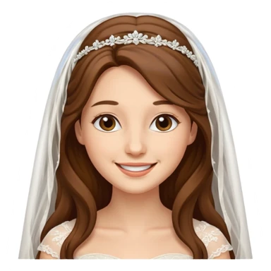 Blonde skin bride with a long veil with brown hair with a chin on her face sticker