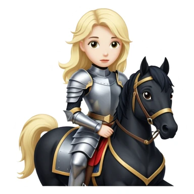 Blonde girl knight on a black horse  sticker