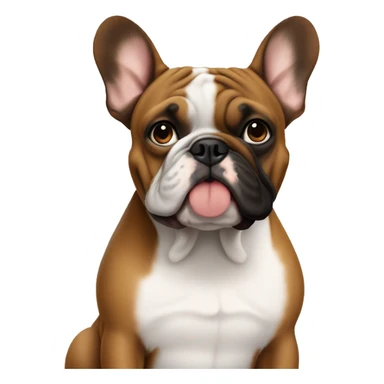One Brown englisch Bulldog sitting next to one black frenchie sticker