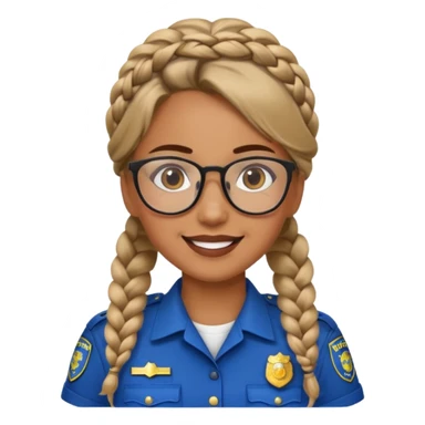 happy woman police with braided hair wearing glasses sticker