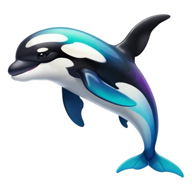 white blacks colorful gradient shiny glossy Fakémon-Digimon-orca-reptile-creature-hybrid (full body) sticker