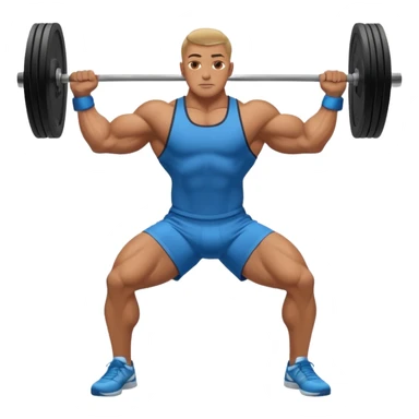 A bodybuilder doing a side lunge and flexing his biceps his kneels more down sticker