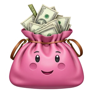Pink bag full of money sticker
