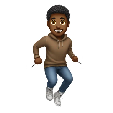 Black caramel skin man in sweater jumping rope sticker