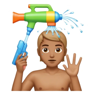 Person with a water gun to their hesd sticker