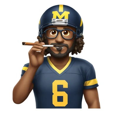 Hippie wearing a Michigan jersey and bengals helmet while smoking a joint sticker