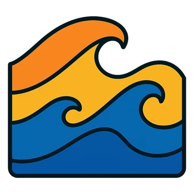 vibrant abstract wave pattern inspired by Taiwan east coast, bold colors, no cliche sticker