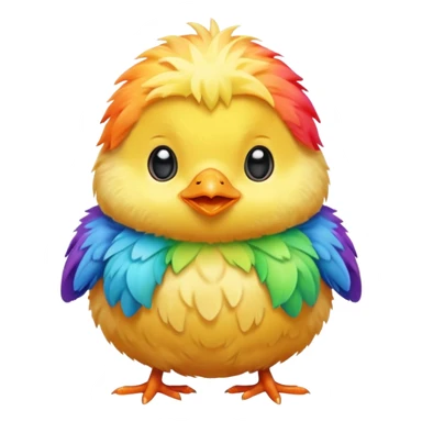 Rainbow colored baby chick sticker