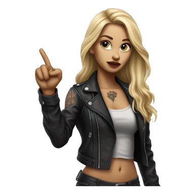 Blonde women with LONG HAIR, in Leather Jacket, Body Covered with Tattoos, POINTING YOU FORWARD with her HAND with INDEX FINGER, Hyper Realistic sticker
