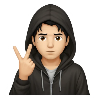 Moreno greñudo con capucha cuba la cara para el dedo del medio hombre pelo negro sticker