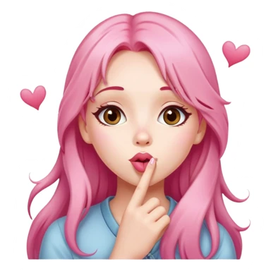 Cute lady with long pink hair blowing kisses  sticker
