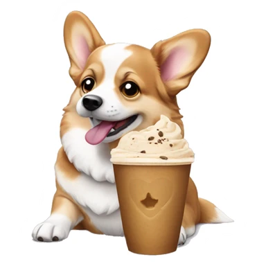 Corgi Merle eating puppacino sticker