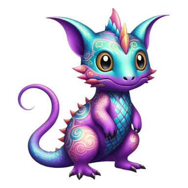 dark-pastel Randomly-colored sparkly exotic Fakémon-creature with random patterns sticker