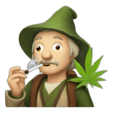 Hobbit smoking cannabis sticker