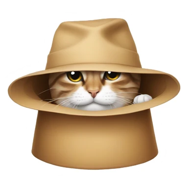 Cat hiding inside a hat sticker