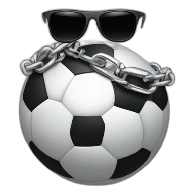 soccer ball wearing chain around neck area with shades looking like gangster sticker